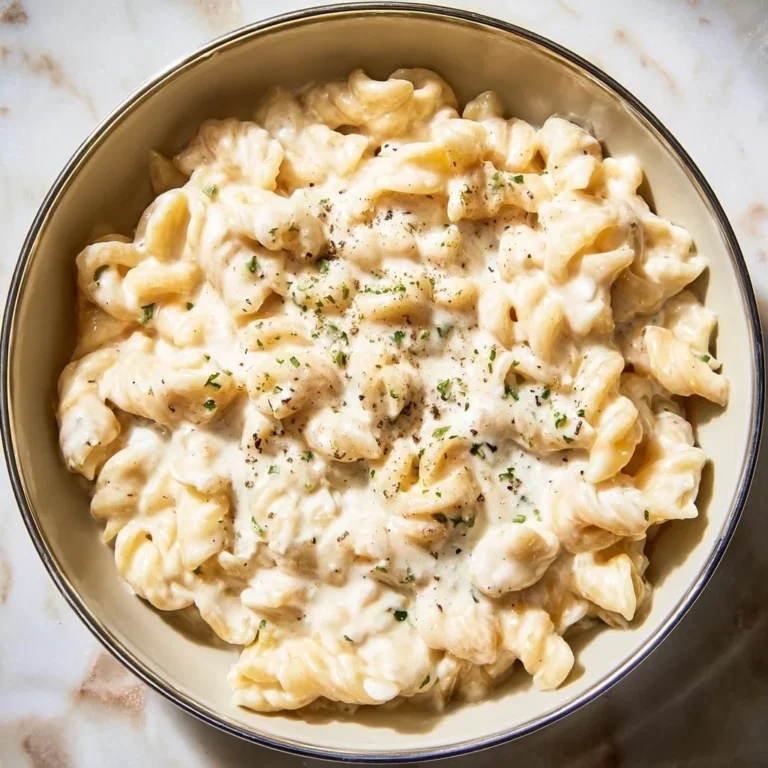 Creamy garlic herb pasta dish served in a bowl with fresh herbs