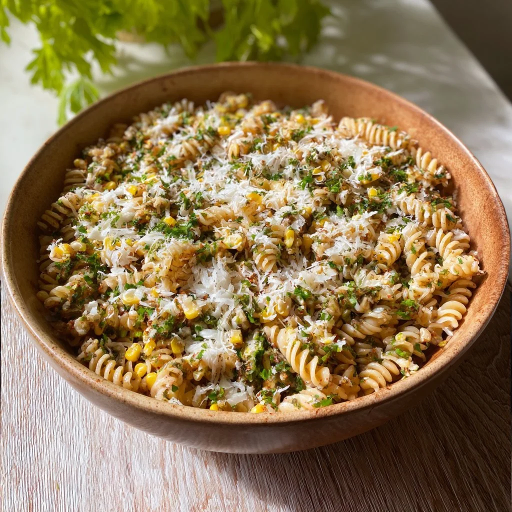 Delicious Street Corn Pasta Salad with fresh ingredients