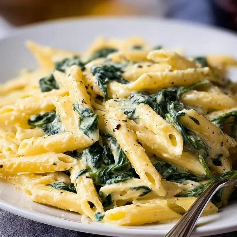 Creamy Garlic Parmesan Pasta with Spinach served on a plate