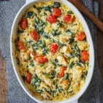 Delicious Chicken Orzo Bake with tender chicken and flavorful orzo