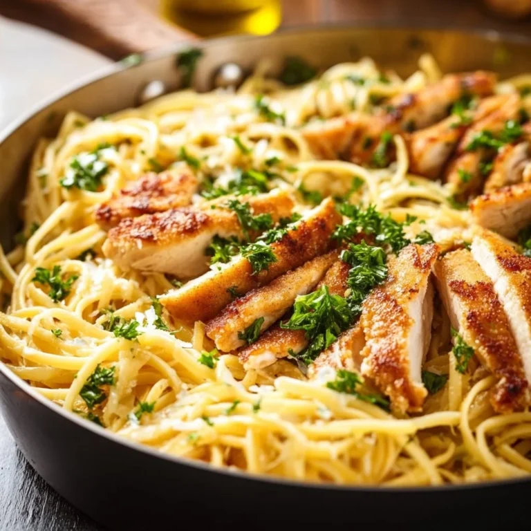 Plate of Chicken Scallopini with lemon sauce and herbs