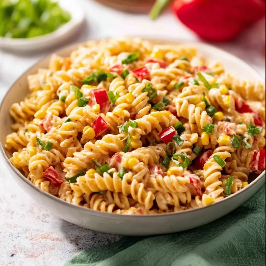 Delicious Taco Pasta Salad with colorful ingredients in a bowl