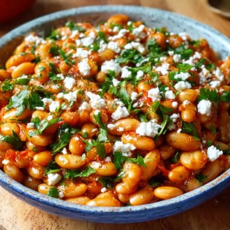 A colorful plate of Turkish Pasta Salad garnished with fresh vegetables and herbs.